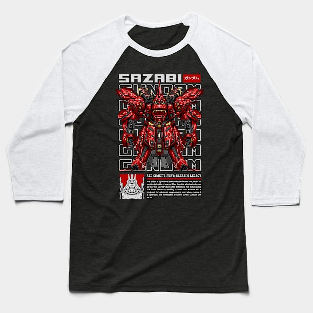 Sazabi Gundam Series Baseball T-Shirt by Harrisaputra